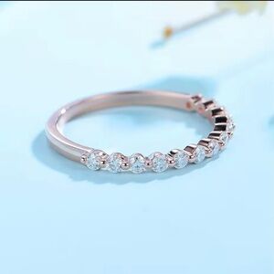 10K Stamped Rose Gold Moissanite Bubble Half Eternity Band Ring